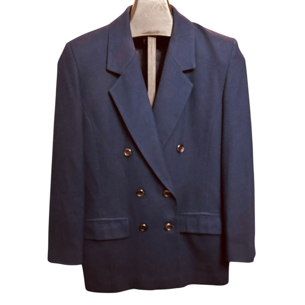 VTG Pendleton Navy Blue Double-Breasted Blazer 100% Wool Womens Size 8 Classic - Picture 10 of 10